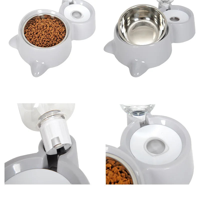 2-in-1 Cat Bowl & Automatic Water Dispenser — Elevated Food & Water Feeder for Cats and Dogs