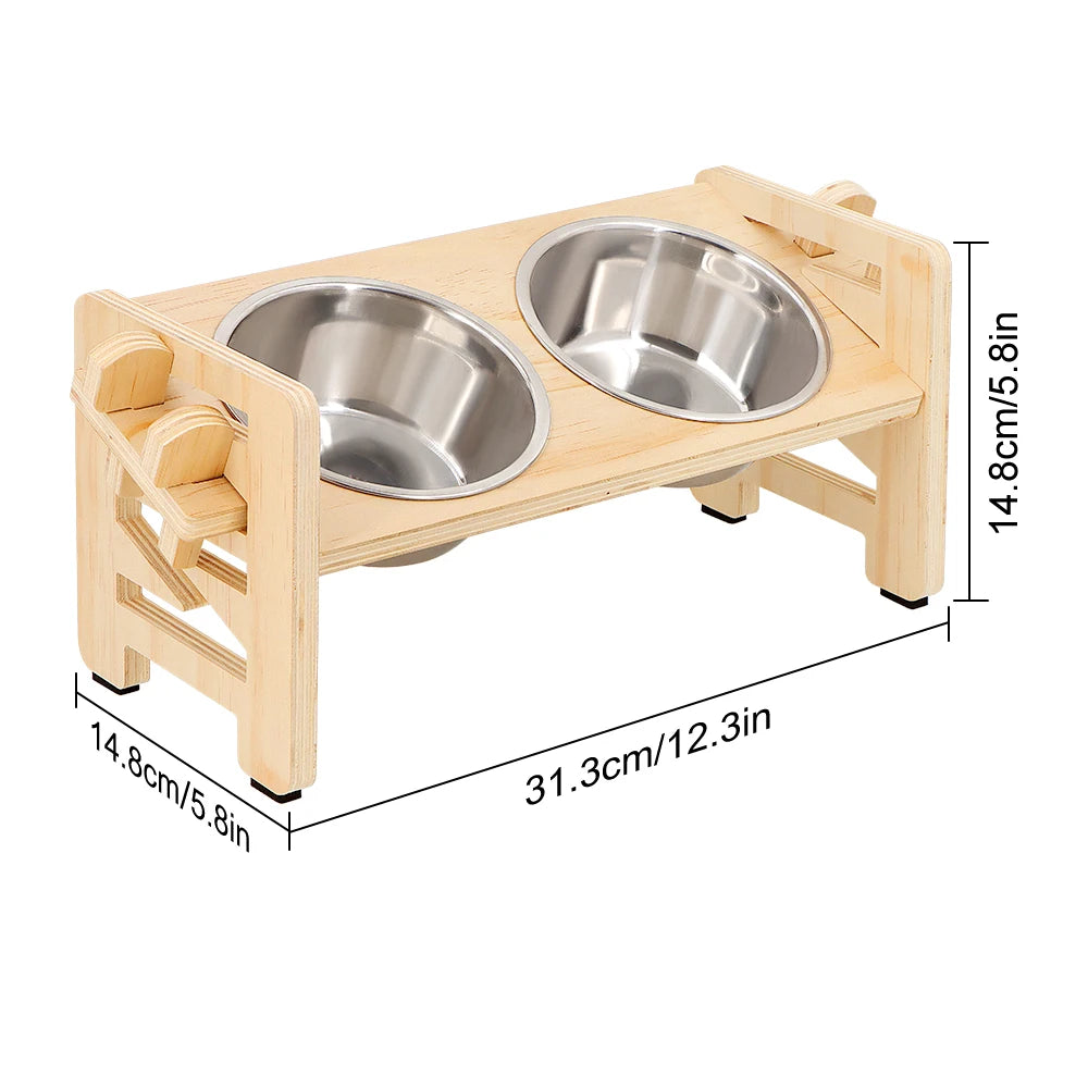 Elevated Adjustable Dog & Cat Bowls with Tilted Feeder Stand