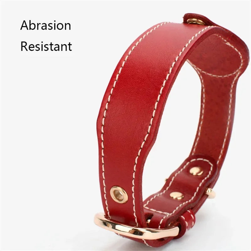 Leather AirTag Dog Collar – Adjustable Anti-Lost Pet Tracker