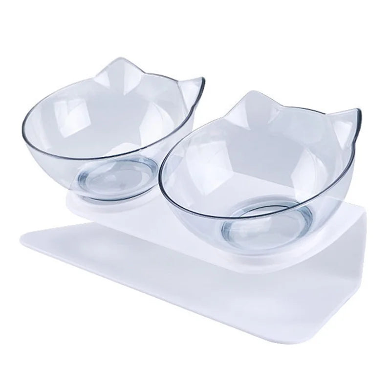 Non-Slip Elevated Cat Bowls with Stand, 15° Tilt Raised Food & Water Bowls for Cats