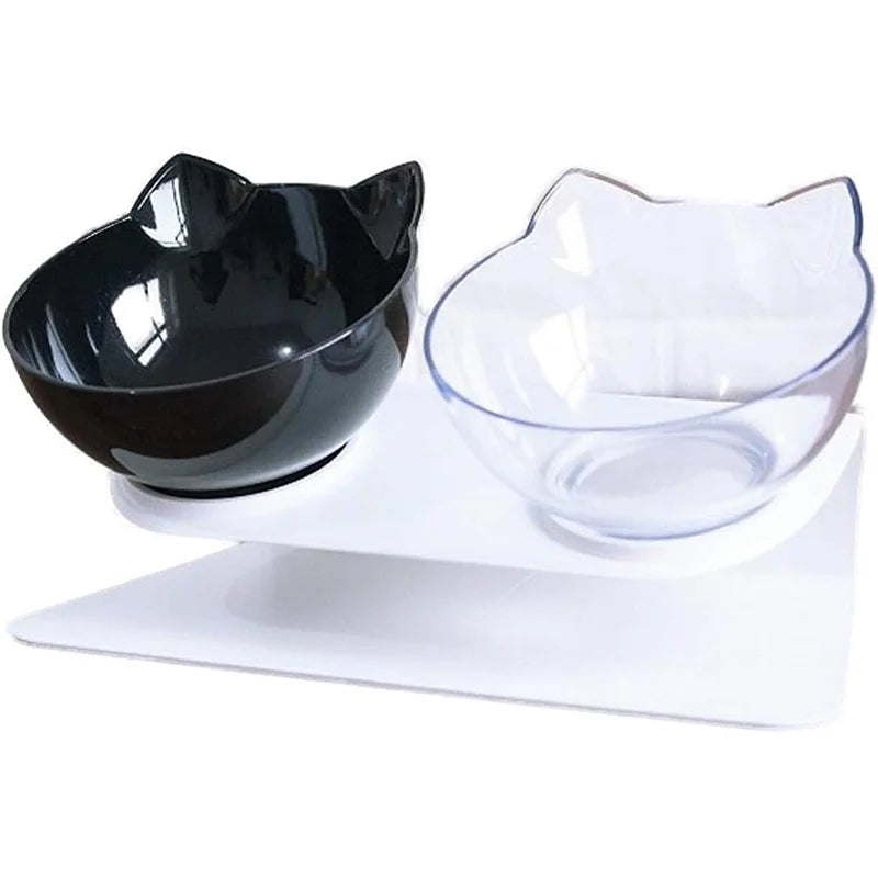 Non-Slip Elevated Cat Bowls with Stand, 15° Tilt Raised Food & Water Bowls for Cats