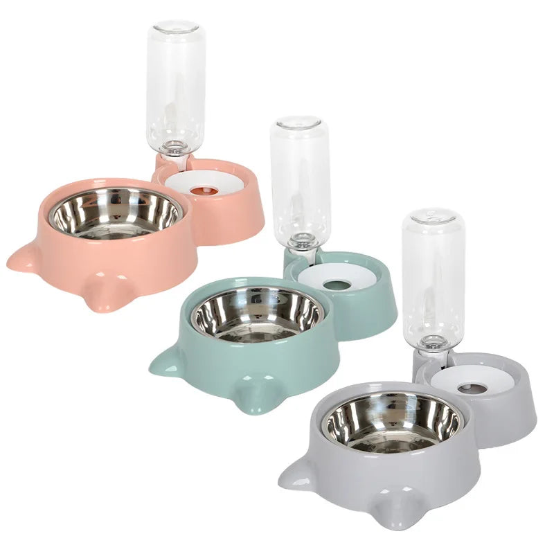 2-in-1 Cat Bowl & Automatic Water Dispenser — Elevated Food & Water Feeder for Cats and Dogs