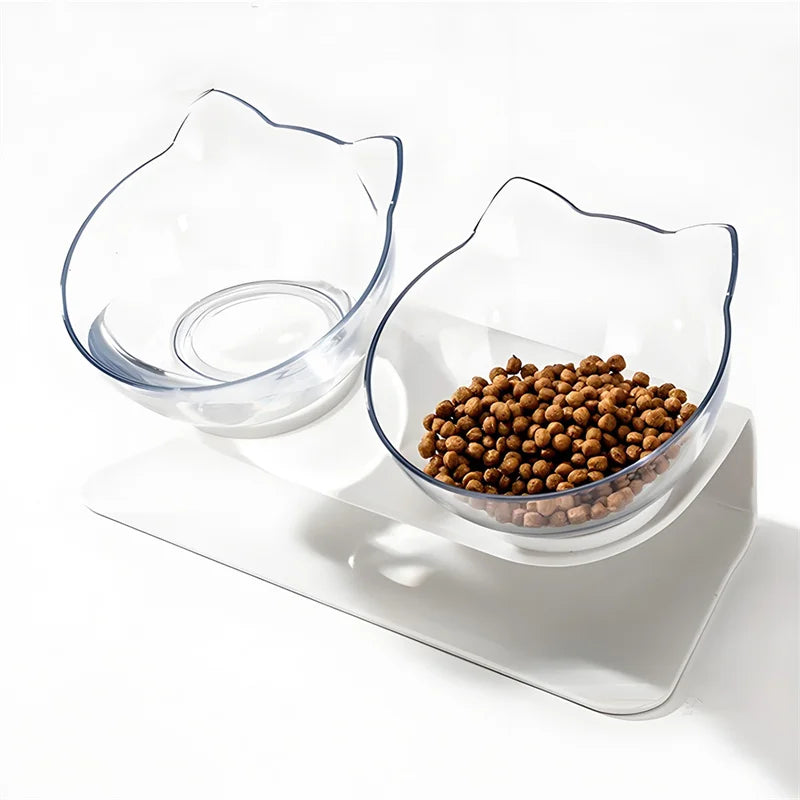 Non-Slip Elevated Cat Bowls with Stand, 15° Tilt Raised Food & Water Bowls for Cats