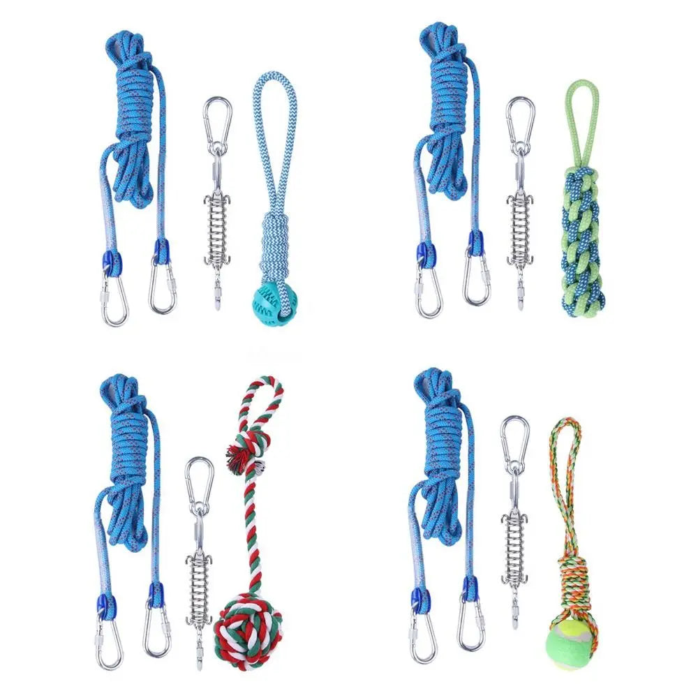 Dog Spring Pole Toy – 5M Bite-Resistant Tug Rope for Training