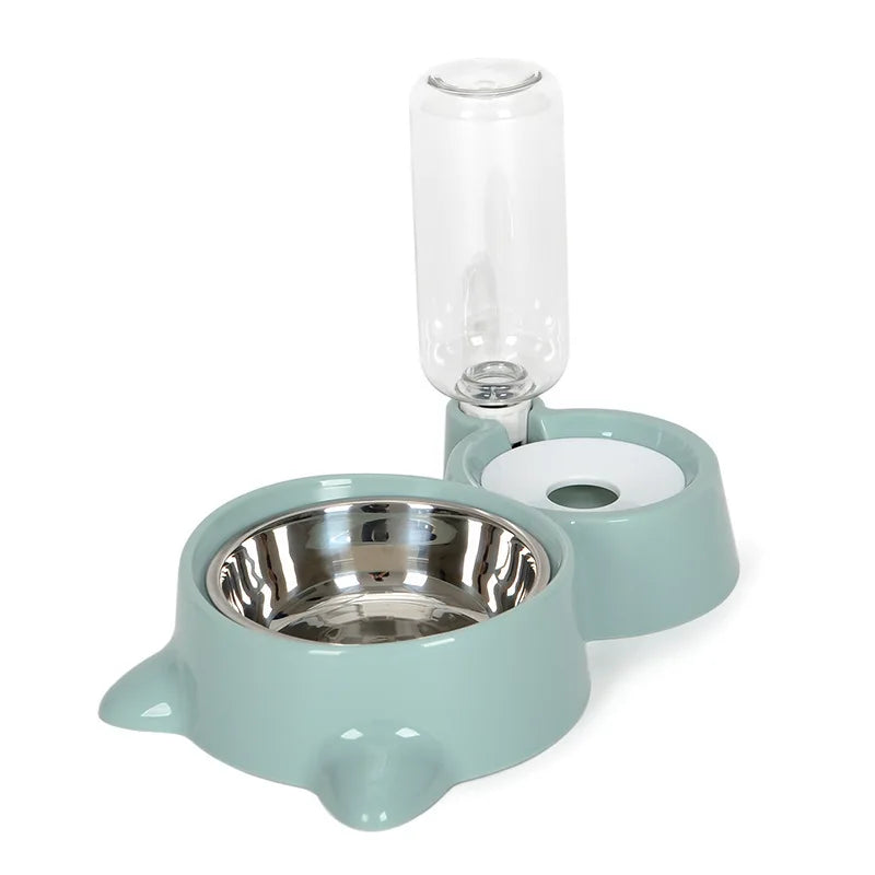 2-in-1 Cat Bowl & Automatic Water Dispenser — Elevated Food & Water Feeder for Cats and Dogs