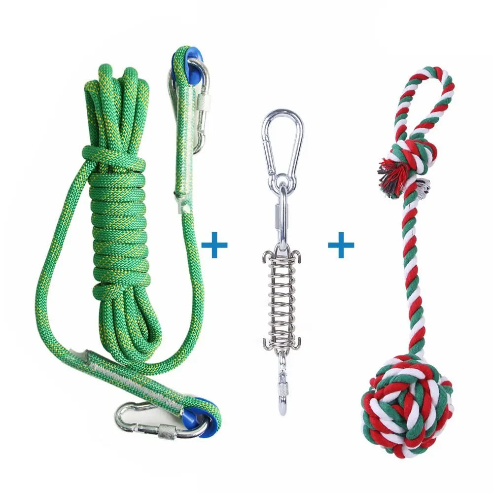 Dog Spring Pole Toy – 5M Bite-Resistant Tug Rope for Training