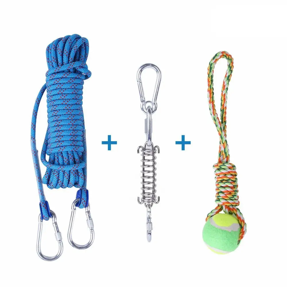 Dog Spring Pole Toy – 5M Bite-Resistant Tug Rope for Training