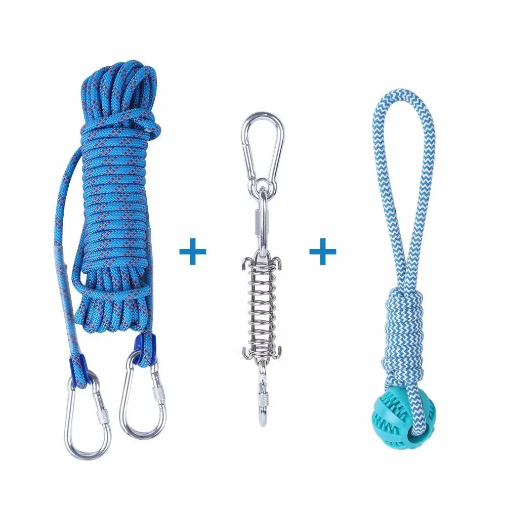 Dog Spring Pole Toy – 5M Bite-Resistant Tug Rope for Training