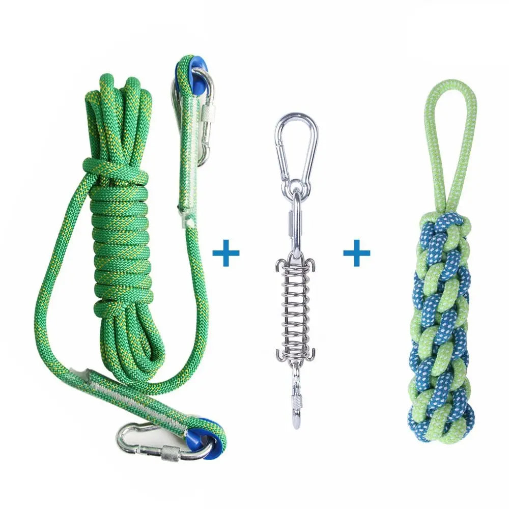 Dog Spring Pole Toy – 5M Bite-Resistant Tug Rope for Training