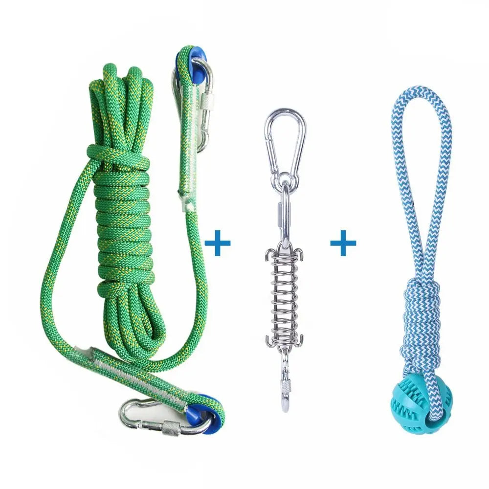Dog Spring Pole Toy – 5M Bite-Resistant Tug Rope for Training