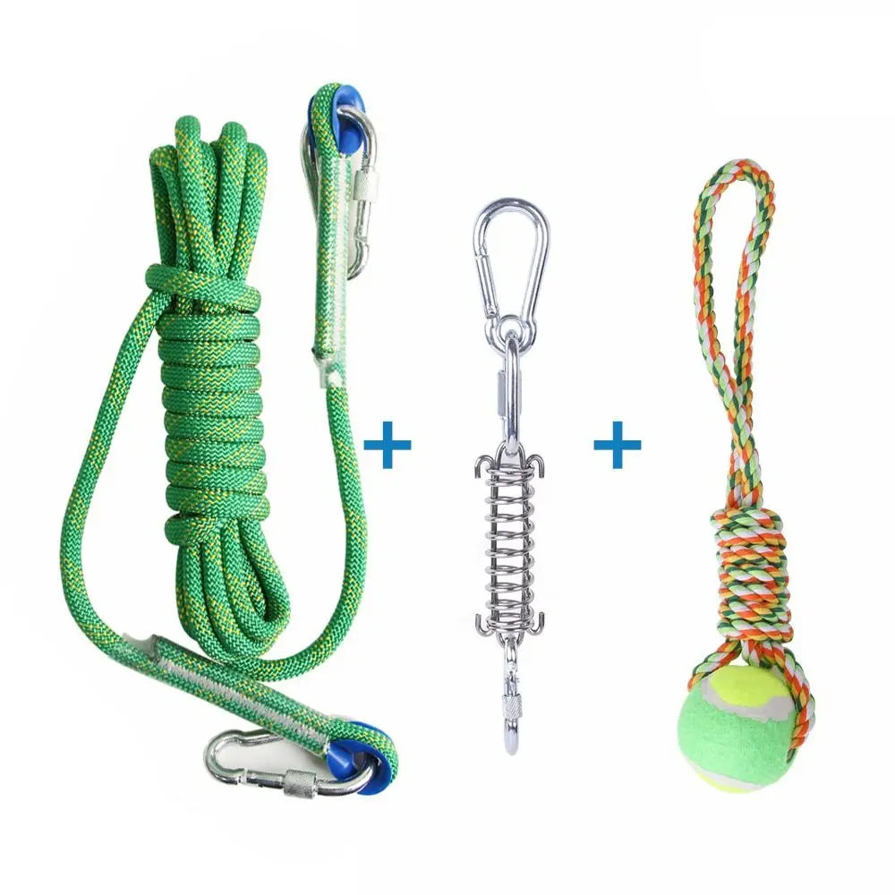 Dog Spring Pole Toy – 5M Bite-Resistant Tug Rope for Training