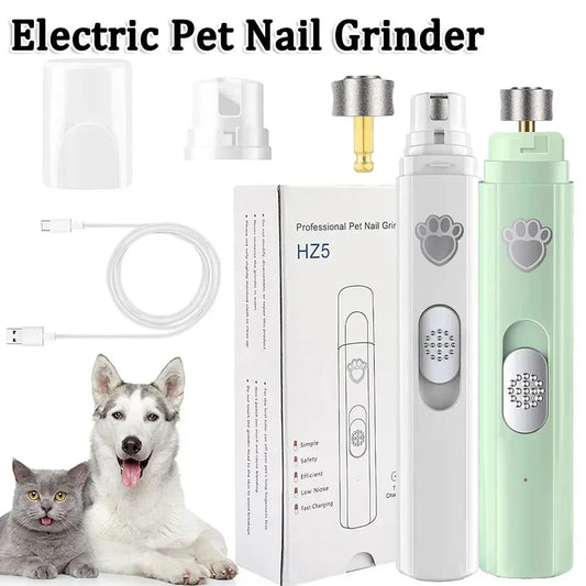 Electric Pet Nail Grinder – USB Rechargeable, Low Noise, 2-Speed Clipper for Dogs & Cats