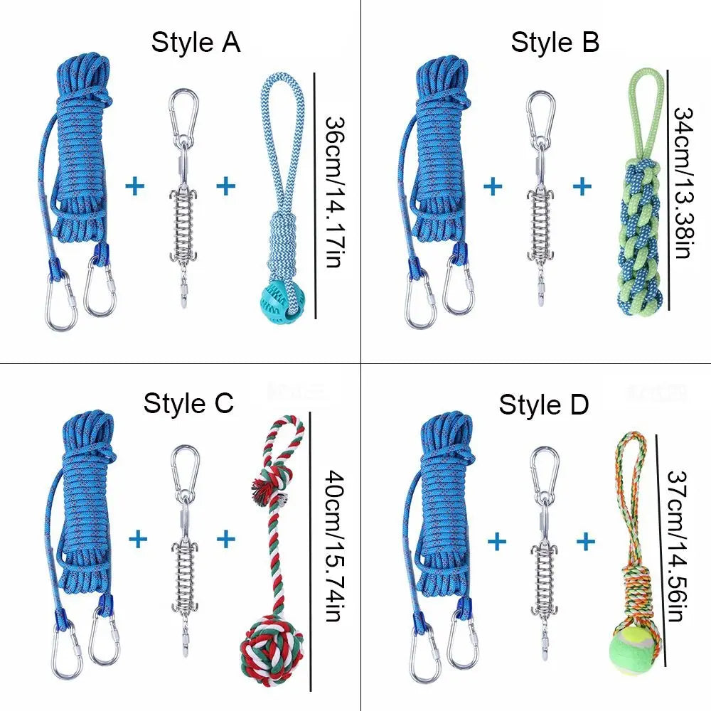 Dog Spring Pole Toy – 5M Bite-Resistant Tug Rope for Training