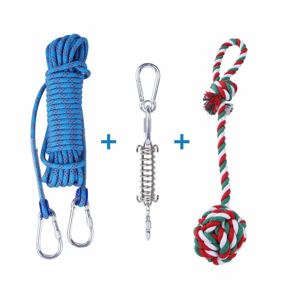 Dog Spring Pole Toy – 5M Bite-Resistant Tug Rope for Training