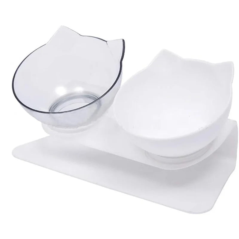 Non-Slip Elevated Cat Bowls with Stand, 15° Tilt Raised Food & Water Bowls for Cats