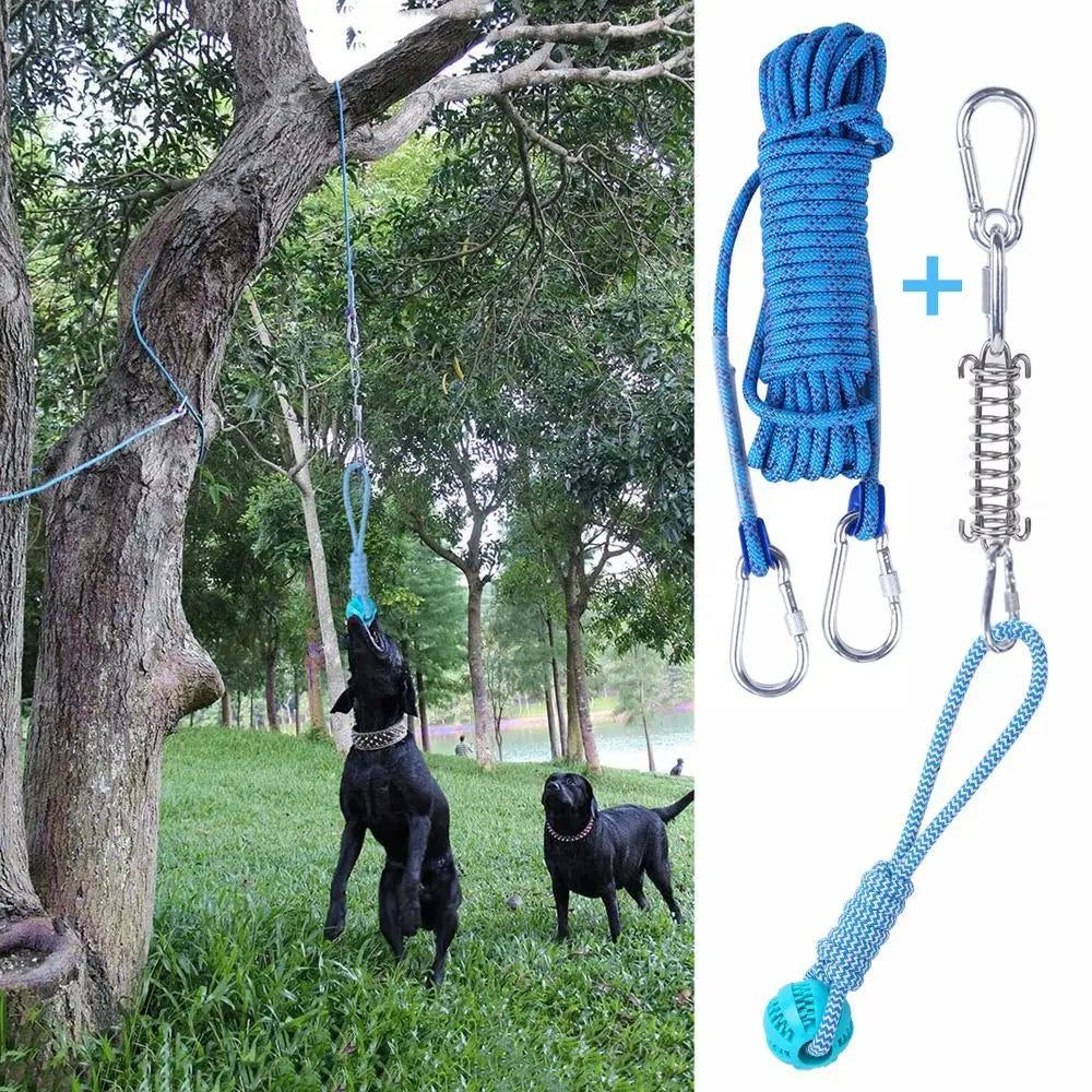 Dog Spring Pole Toy – 5M Bite-Resistant Tug Rope for Training